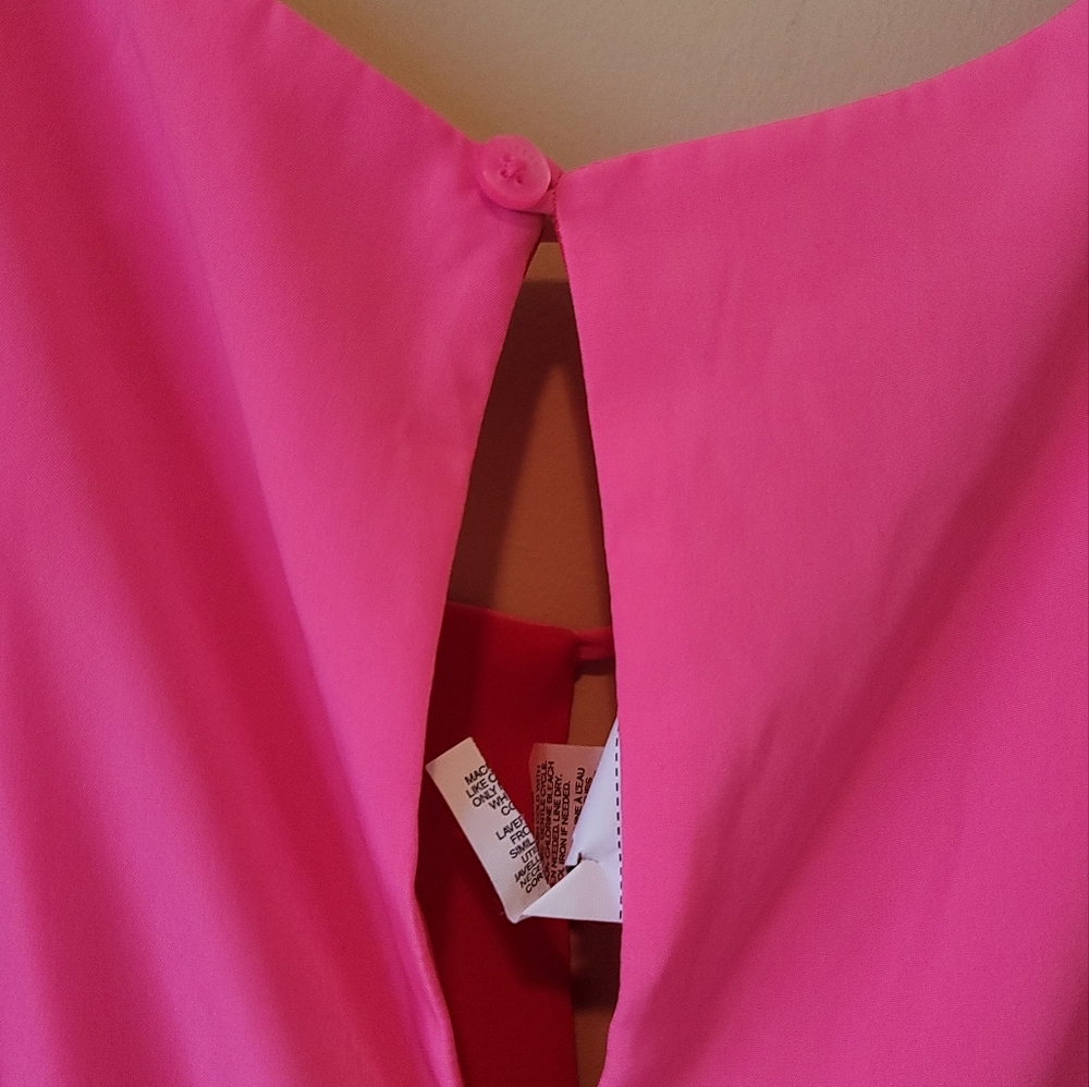NWOT Express Bright Hot Pink Red Two Tone Tank Top - Picture 3 of 7